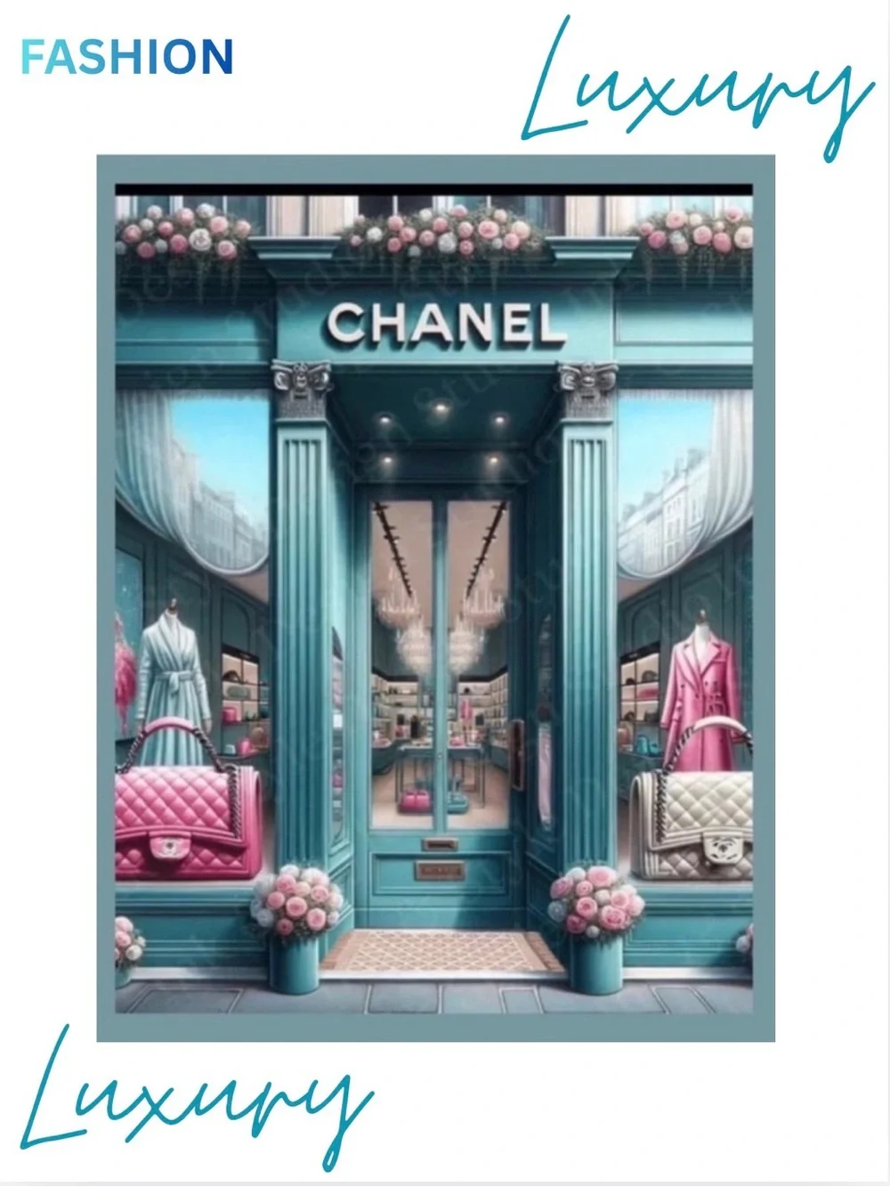 NOTEBOOK: Teal Boutique Illustration w/Pink Lux Accessories, NWOT